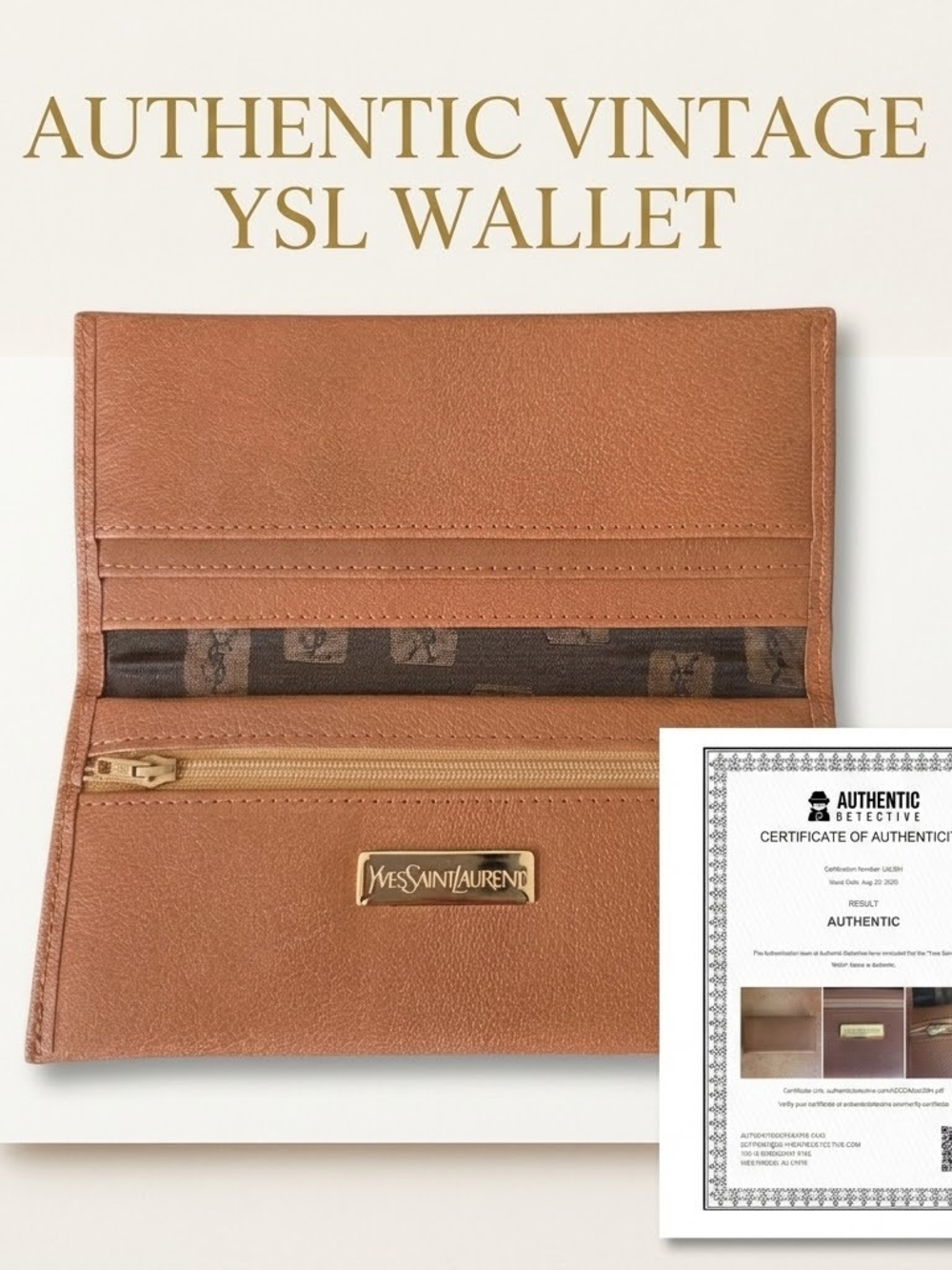 Yves Saint Laurent Vintage Brown Leather Wallet - Unique YSL W/ COA